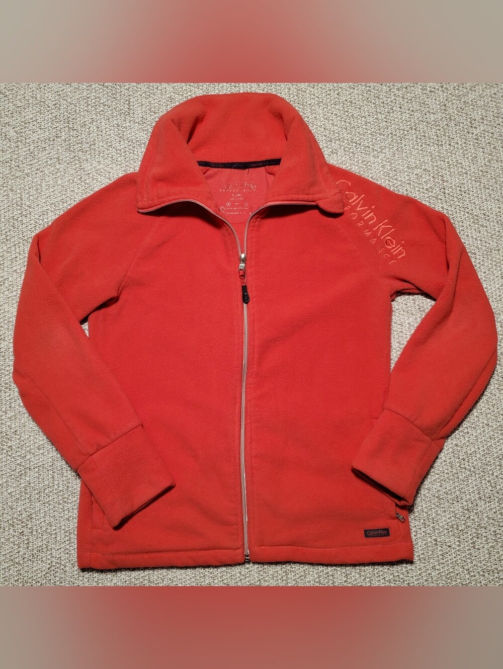 Calvin Klein Bright Red Kids Zip Fleece Jacket